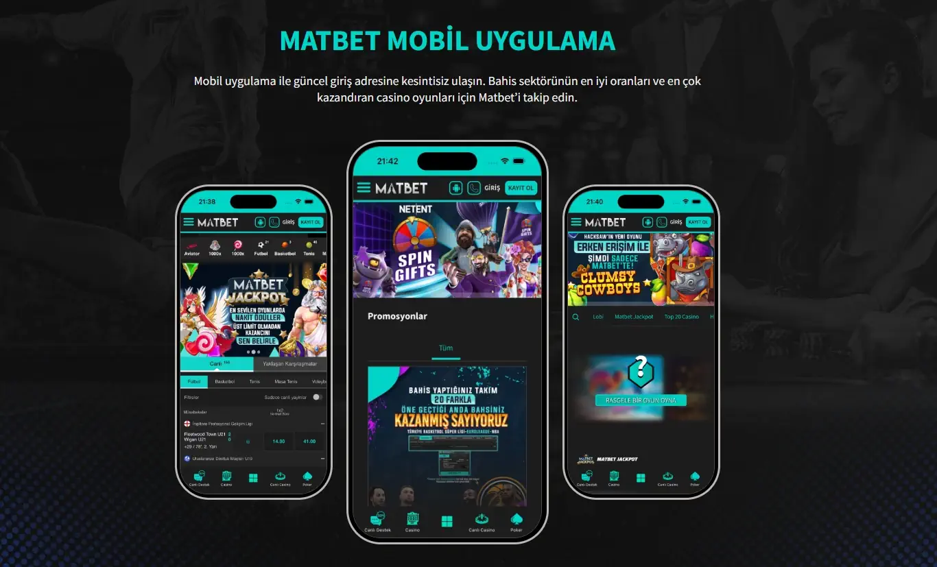 Alohida Android tugmali MATBET MOBİL UYGULAMA bo‘limi